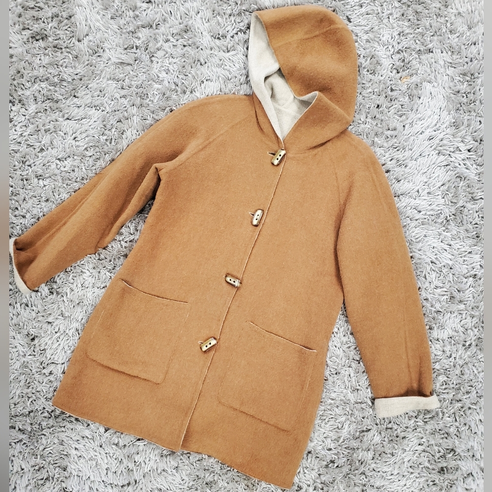 Alpaca 111 70% Baby Alpaca 30% Wool Tan Biege Reversible Coat Size M